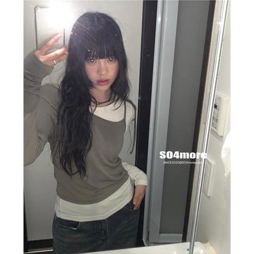 【SO4more】韓國直郵 anyone chic日系氛圍疊穿層次感T恤套裝