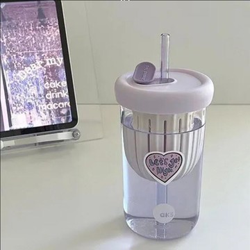 玻璃水杯女可愛夏季ins帶吸管家用咖啡杯牛奶杯步行者戶外生活館】P