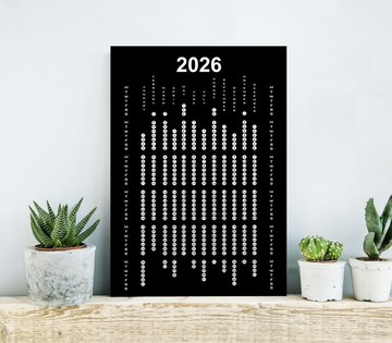 黑白月曆 2026，適用於辦公室廚房的極簡月曆