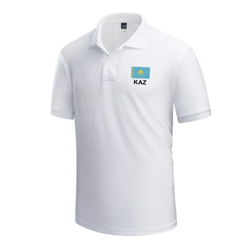 哈薩克斯坦Kazakhstan國家隊服夏季休閑寬松立領POLO衫男商務上衣