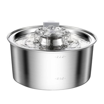 源頭工廠圓形飛碟3.2L大容量貓狗喂水器不銹鋼寵物智能飲水機