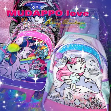 僅29個 出口好貨y2k少女辣妹土酷可愛卡通兩用拉桿雙肩背包書包