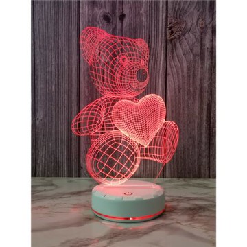 可愛小熊七彩小夜燈充電臥室氛圍床頭臺燈伴睡燈女生閨蜜生日禮物