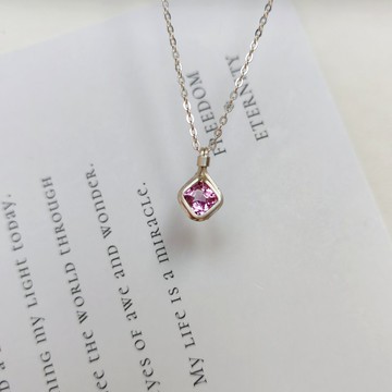 緬甸粉色尖晶石鎖骨鏈 小顆強火彩深粉色天然尖晶石純銀項鍊