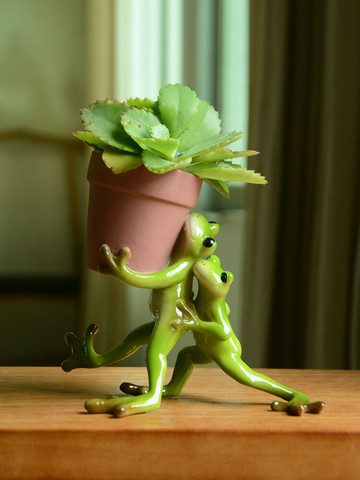 創意小青蛙花盆個性動物裝飾品陽臺庭院擺件樹脂多肉客廳桌面禮物