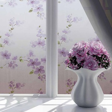 德利生活 300 x 90cm 紫梅情 靜電窗戶貼 玻璃裝飾貼膜  1個