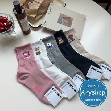 Anyshop韓國襪 穿衣小狗 韓國襪 中筒襪 狗狗 柯基 博美  小狗 動物襪 02101