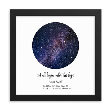 客製化您當時當地的真實星空畫框, 送給男生女生的七夕情人節禮物
