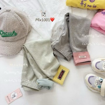 🌈✨mix1001暖絨🔥韓系 特殊混色反摺造型小皮標內搭褲 ✨兒童細橫條內搭褲5-17