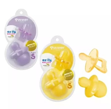 優生矽晶+安撫奶嘴雙扁S(橘/紫) (顏色隨機出貨)