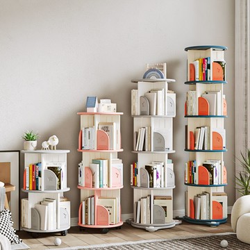 免運 落地旋轉書架 旋轉書架書柜兒童書架落地繪本簡約家用學生寶寶簡易帶吸盤置物架