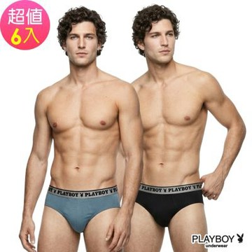 PLAYBOY 24H透氣乾爽精梳棉三角褲(6件組)