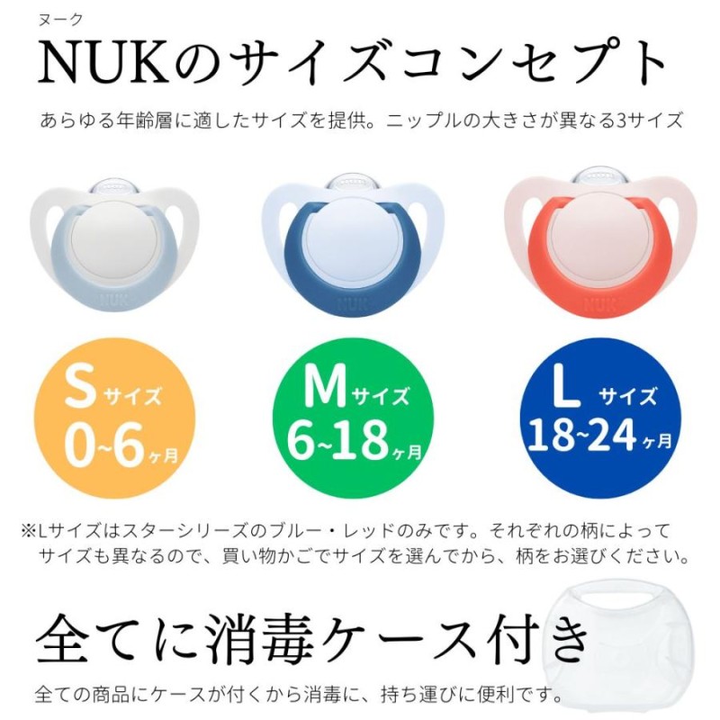 NUK ヌーク おしゃぶり 消毒ケース付き ごつ 0-6ヶ月