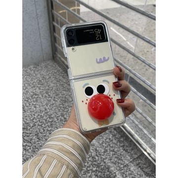 大眼小丑支架適用三星zflip6手機殼zflip5折疊屏W24flip透明外殼情侶zflip4/3保護套W23flip可愛新款創意男女