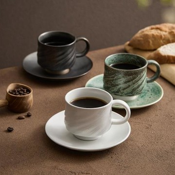 ins影子咖啡杯小精致粗陶杯碟套裝手工日式復古藝術杯下午茶杯子