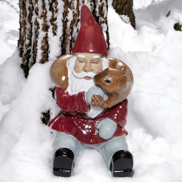 瑞典HARVESTTIME-聖誕老人與松鼠擺飾 8x6x10CM