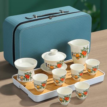 高白瓷功夫茶具禮盒裝家用茶壺套裝辦公室泡茶器活動店鋪LOGO禮品