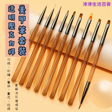 東利企業社 美甲筆 衛莊 新款 透明壓克力桿 茶色 彩繪 拉線 暈染 秋菊 光療筆 美甲 雙頭 建構筆 美甲店 手繪