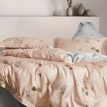 貝淇小舖 40支100%純天絲TENCEL  加大(床包188 x 182cm + 鋪棉兩用被套212 x 182cm + 2個枕套72 x 45cm)  飛顏  被子 + 床罩 + 枕套組