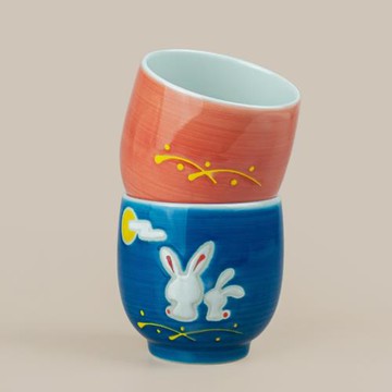 日本進口波佐見燒月兔茶杯陶瓷杯茶具家用日式卡通湯吞品茗杯酒杯