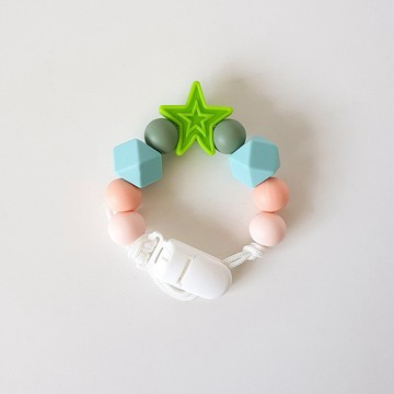 粉綠色 奶嘴鍊夾 / 客製化奶嘴鏈 可套香草奶 (27cm)