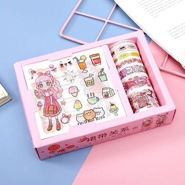 盒裝手帳膠帶貼紙套裝古風人物和紙膠帶可愛彩色印花初學者diy手賬裝飾素材大禮包日記本小清新少女心ins卡通
