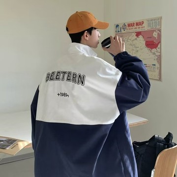 春秋季 潮流 港風 休閒 夾克 外套男 潮牌男生 百搭 個性  拼接 棒球服 情侶 韓版 衝鋒衣男 （ZH8821）