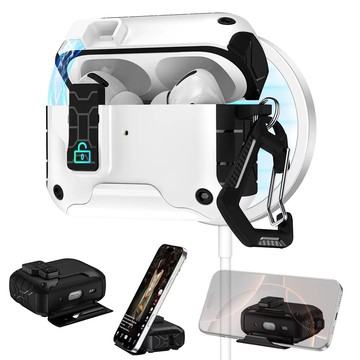 新科技/自動彈蓋 Airpods Pro2耳機殼 磁吸充電 蘋果Pro防摔保護套 AirPods4代安全鎖釦保護殼 高檔