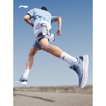 李寧輕羽丨跑步鞋男女款網面輕便透氣軟底減震回彈休閑黑色運動鞋