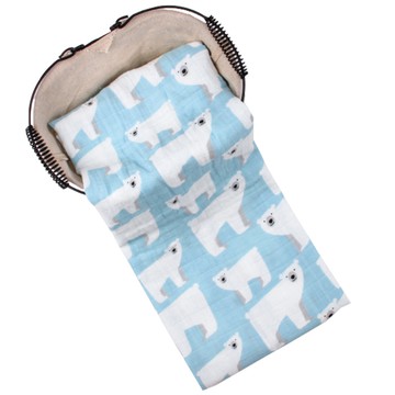 Muslin Tree - 動物印花雙層嬰兒紗布包巾/蓋被-北極熊 (120*120cm)