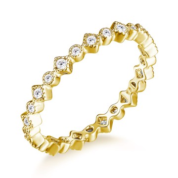 純銀戒指．雅致耀眼．線戒．金色