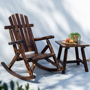 露天陽臺實木搖椅逍遙躺椅戶外耐腐花園桌椅室外休閑庭院靠背椅子[DD050209]