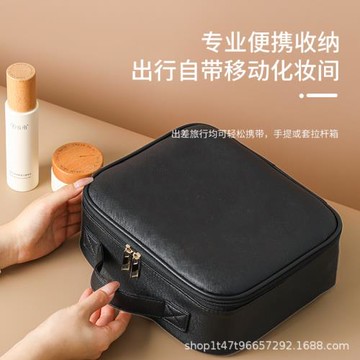 帶鏡子旅行跨境化妝箱帶燈可充網紅高級大容量便攜女生化妝包收納