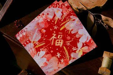 花開春吉 中春聯 - 福(3入)