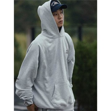 DRIVESTRAIGHT 23AW冬季休閑寬松加絨印花連帽衛衣帽衫外套男女