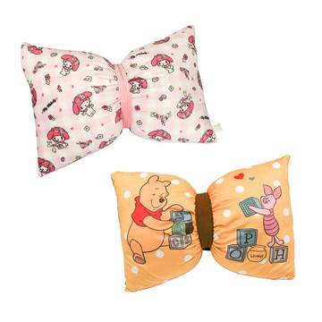 【Sanrio 三麗鷗】雙行蝴蝶結靠枕 （買一送一）-美樂蒂＋維尼 （42x27cm） _廠商直送