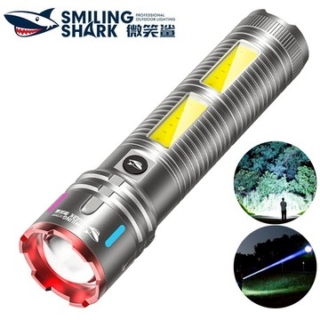 微笑鯊正品 SD5302 強光手電筒 M60 6000lm COB泛光雙側燈 4檔調焦 Type-C 彩色夜光 防水露營