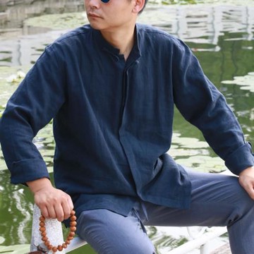 寬松亞麻長袖原創男襯衫棉麻襯衣中式休閑上衣大碼4xl免燙款shirt
