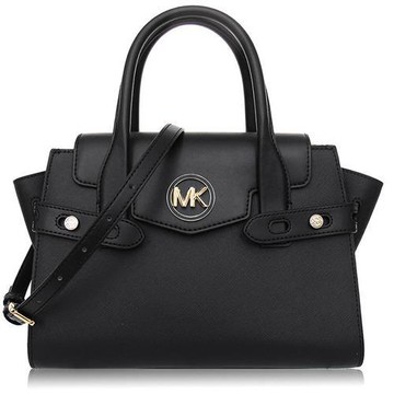 Michael Kors 十字紋皮革 / Carmen 中款 / 斜背 兩用包(專櫃款)_黑色