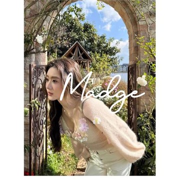 花海墜夢S.androMadge軟綿長袖針織開衫女手工花朵喇叭袖毛衣上衣