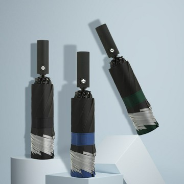 男女黑膠三折反向傘反光條防曬自動傘折疊雙人大號抗風晴雨兩用傘