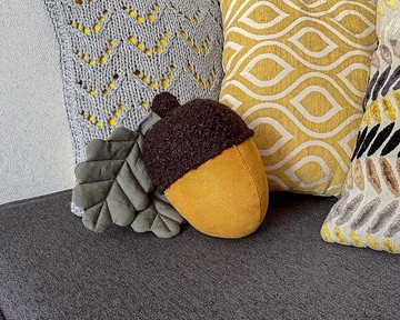 大橡子，立體橡子枕頭，林地裝飾靠墊，收穫裝飾