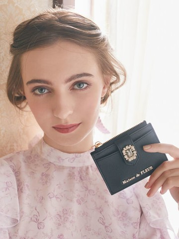 華麗雙色寶石方形名片卡夾(8A33FTJ0300) - Maison de FLEUR