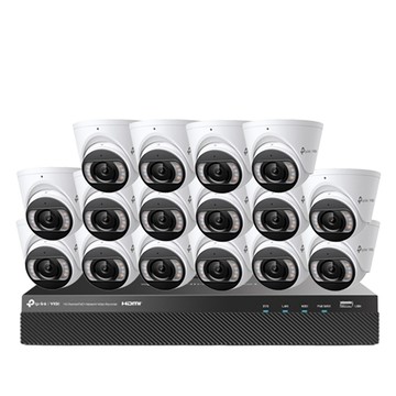 TP-Link 昌運監視器 組合 VIGI NVR2016H-16MP 16路 PoE+ NVR 主機+VIGI C455 VIGI 5MP 全彩半球型網路攝影機*16