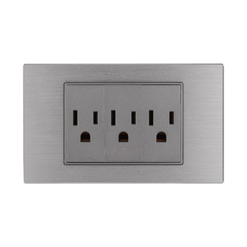 【易智快充】三開三孔插座面板-金屬亮銀
