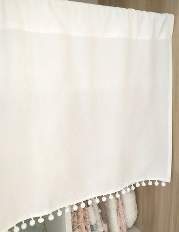 白色純棉布小流蘇窗簾 門簾咖啡簾