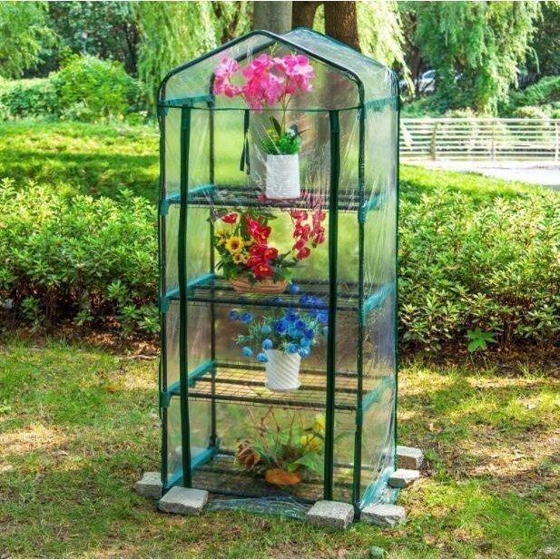 新品 温室 ビニールハウス フラワースタンド ガーデンハウスカバー 4段 花園 鉢植え 家庭用 農用 アウトドア ガーデニング