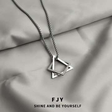 幾何項鏈男潮女ins嘻哈男生輕奢小眾簡約百搭秋冬男士毛衣鏈吊墜【淘夢屋】