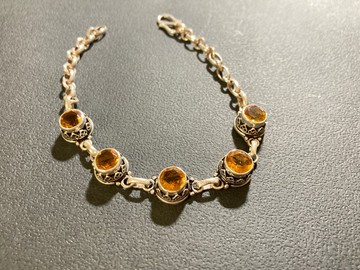 天然 黃水晶 手鍊 尼泊爾 手工製 925純銀