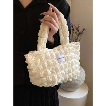 日系ins風小清新少女心手提包上班通勤水桶包女 大容量帆布包包女